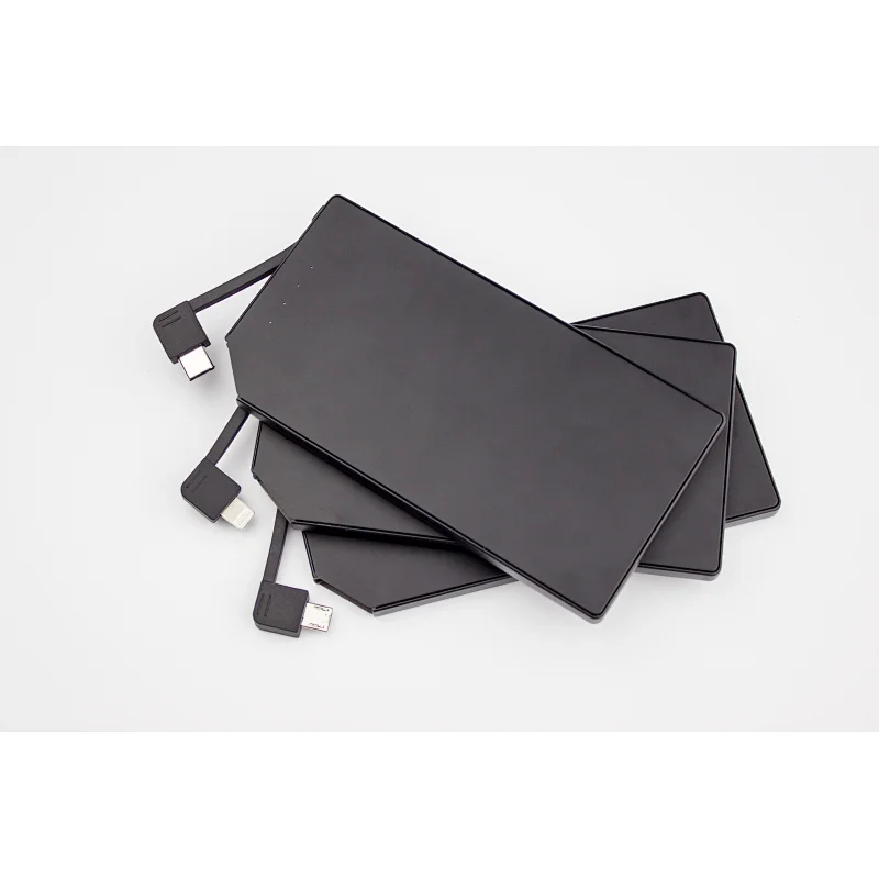 Ultra-thin 5000mAh Power Bank with Integrated cable