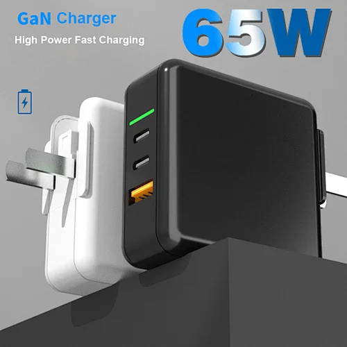 GaN 3 Ports 65w Quick Charge 3.0 Type C Pd Travel Adaptor Charger