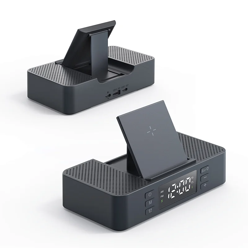 Digital Alarm Clock Bluetooth Speaker wireless Charger 15W