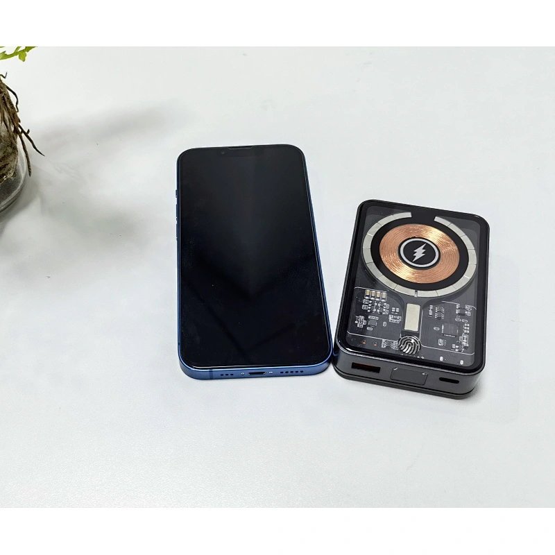 Banco de energía inalámbrico magnético de 10000 mAh con cable