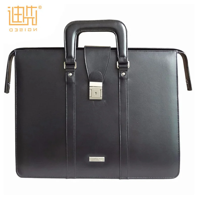 China supplier metal laptop Pu used leather briefcase black mens