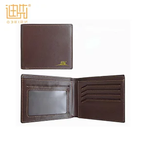 New material brown leather wallet with hot stamp logo