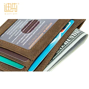 Brown luxury slim minimalist leather clutch card wallet