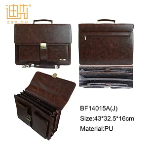 fashion new design high quality brown PU leather men briefcase with secret compartment