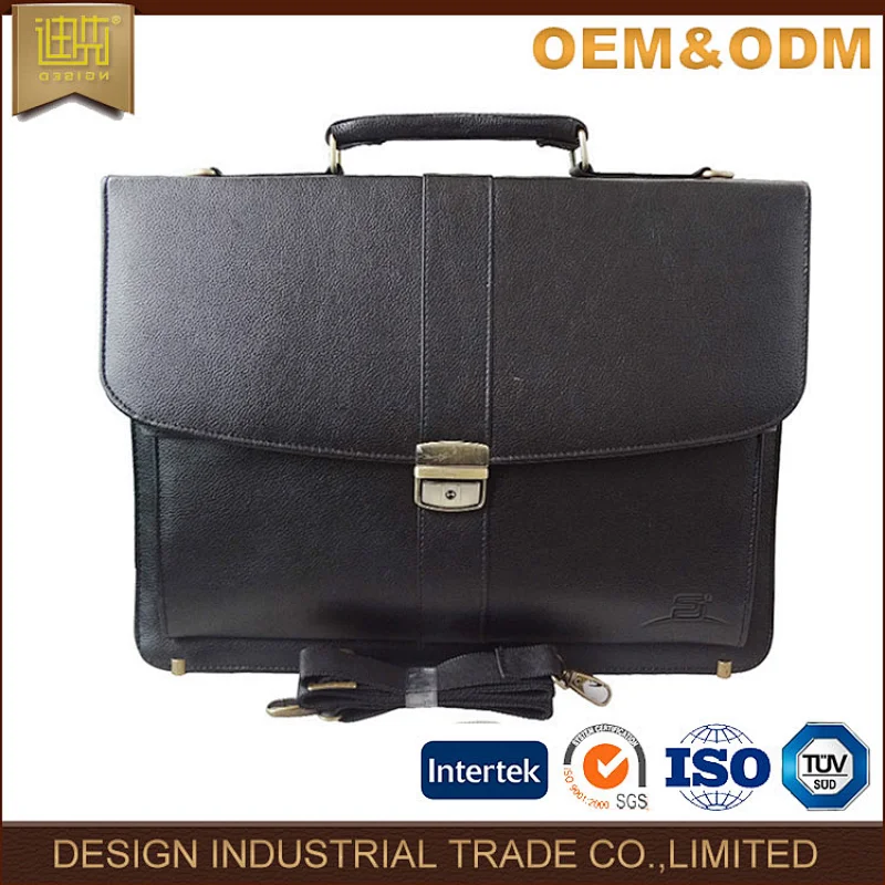 New Year fine quality a4 leather business briefcase with handle and laptop compartment