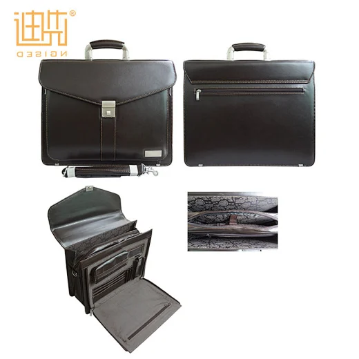 high quality PU brown leather briefcase