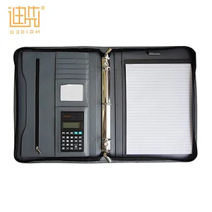 pu leather executive office business 3 ring binder portfolio briefcase style folder with handles