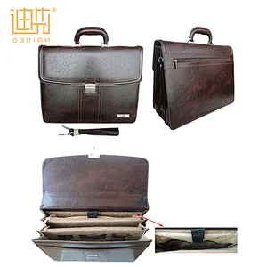 large hard leather secure male briefcase