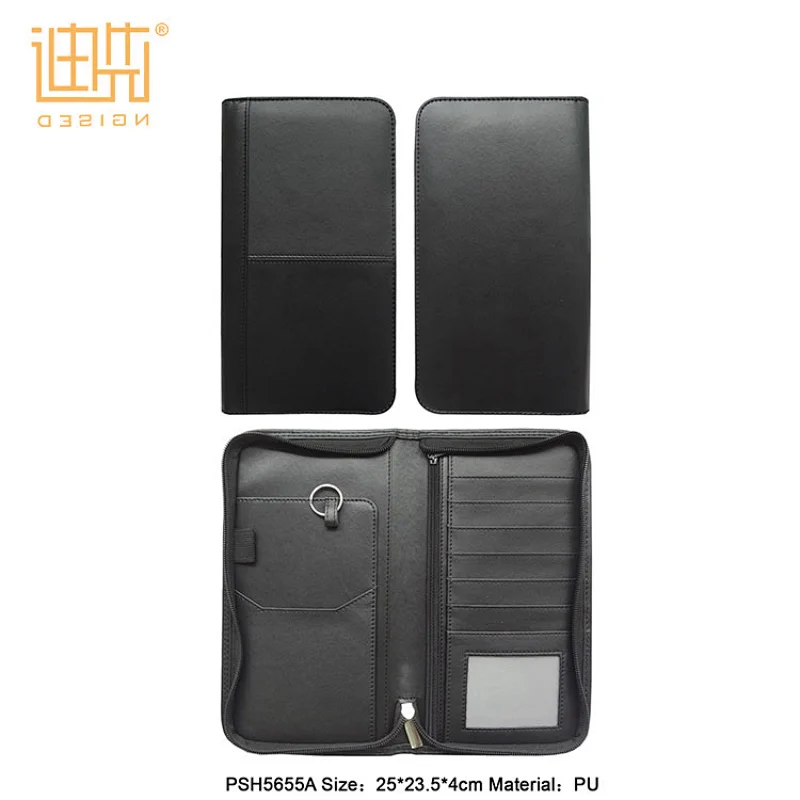 New Products RFID Blocking Lining Zipper Leather Travel Passport Holder