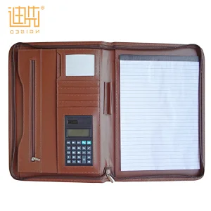 office stationery book document folder a4 portfolio Hot selling business PU leather zipper portfolio