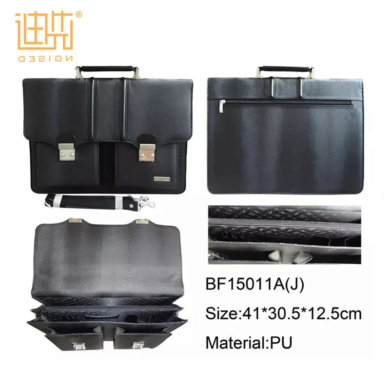 High quality black business travel PU leather handbags and multi-functional laptop shoulder messenger briefcase bag