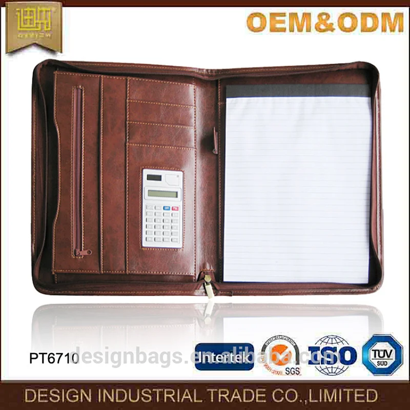 Conference organiser manufacturer A4 PU leather portfolio file folder