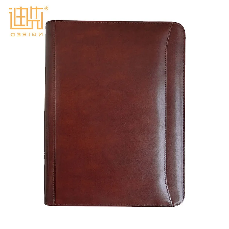 High Quality Office Meeting Document Zipper Bonded Leather Business Portfolio