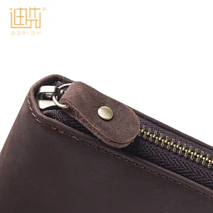 New fashion minimalist secure real crazy horse leather card holder mens custom zipper wallet