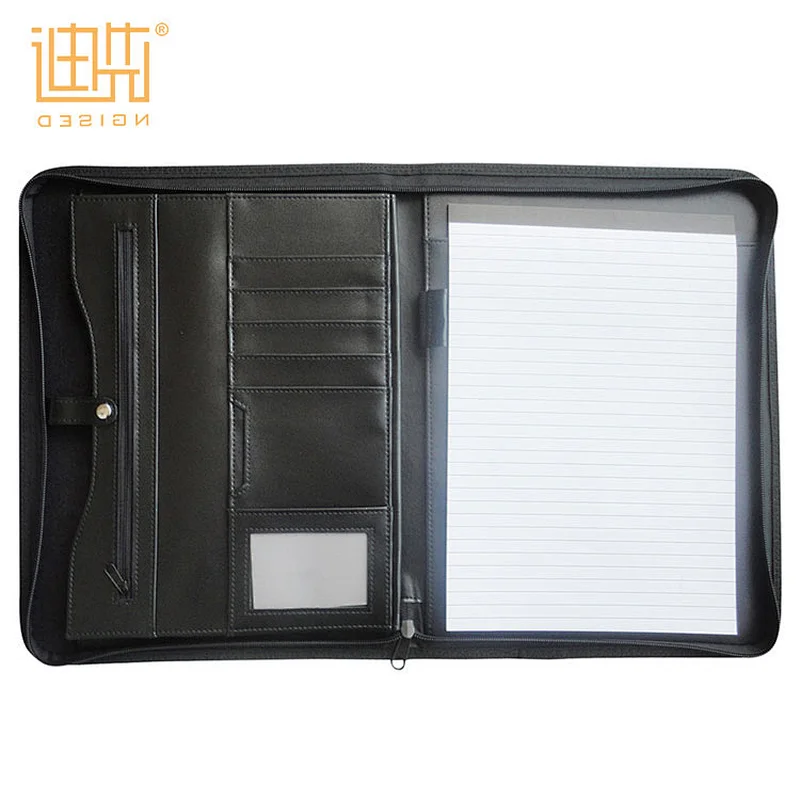 Multi-function decorative leather document file folders custom padfolio