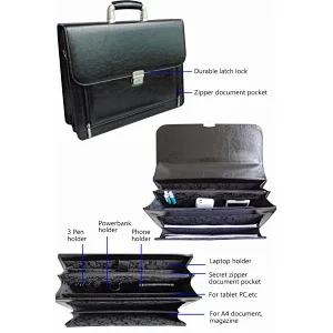 Travel laptop pu leather messenger executive mens portable business bag briefcase