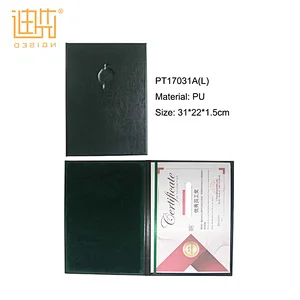 Dark green color Pu leather document certificate cover folder