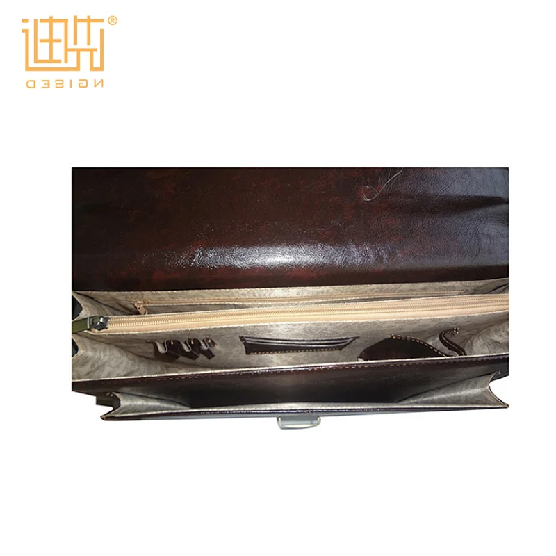 Custom logo metal locks pu leather business men bag briefcase