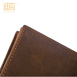 Fashion built-in zipper genuine leather long wallet for wholesale customization