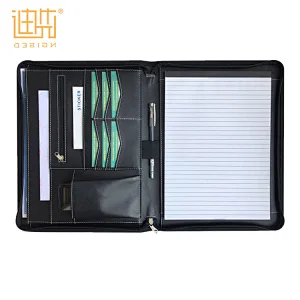 Supr multi-function durable PU leather zipper business portfolio with pad pocket