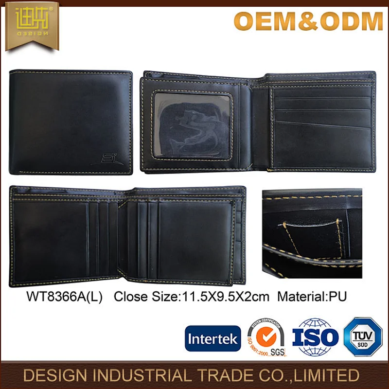 high quality China wallet wholesale promotional card holder custom men PU leather wallet with coin slot