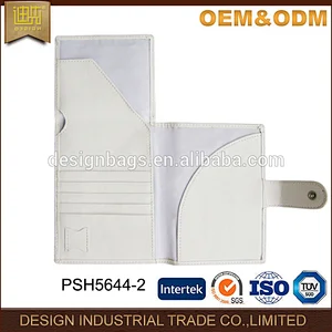 White personalized PU leather passport cover holder for travel