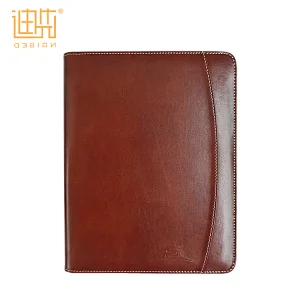 Tested Stricyly Zipper closure PU Leather material custom brown color men portfolios bags