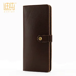 Customized genuine buckle fixing cow hide leather slender minimalist wallet for factory design
