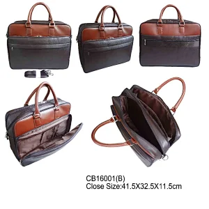 OEM Business Men Pu Leather Large Space Luggage Laptop Bag