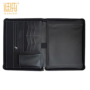 Supr multi-function durable PU leather zipper business portfolio with pad pocket