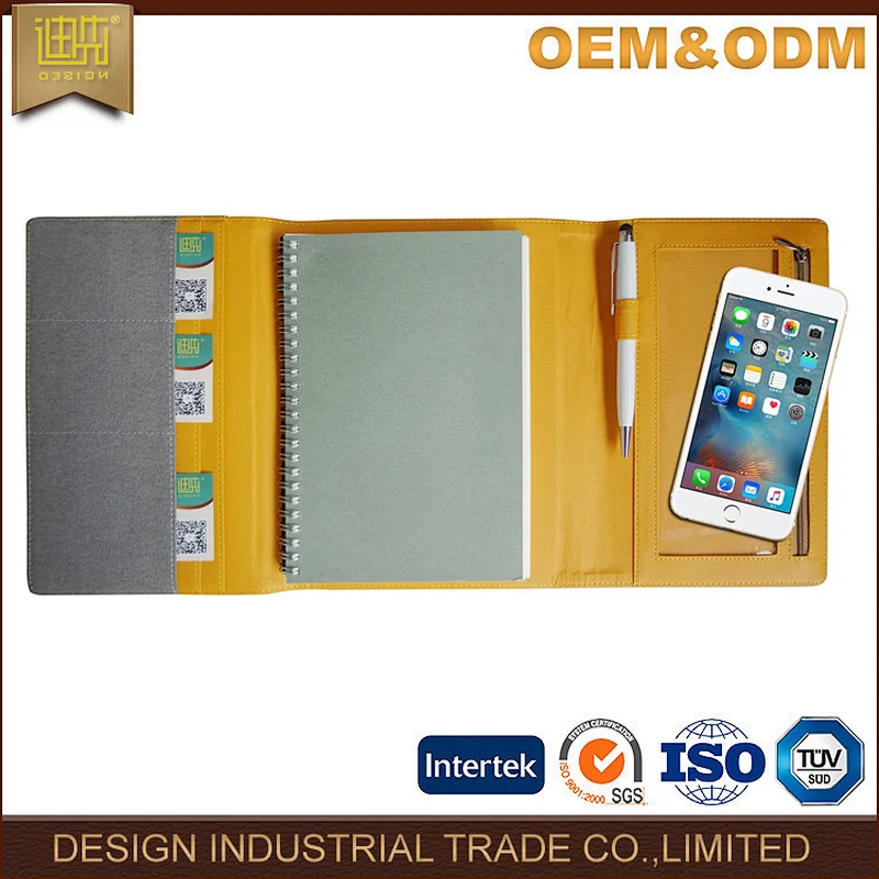New style diary 3 folder elastic notebook folder with phone holder