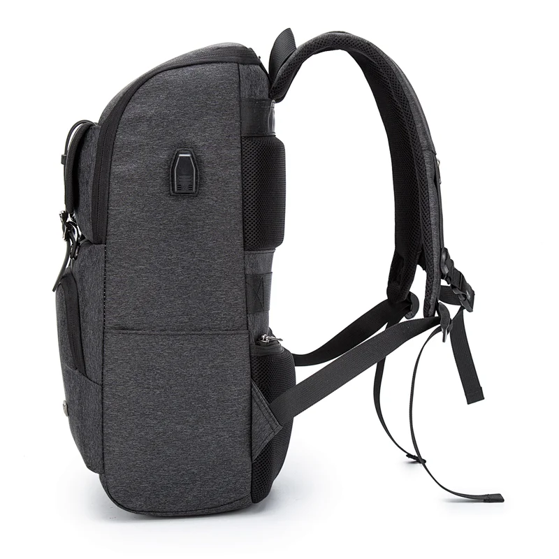 Best Price Custom Logo Nylon Zipper Hasp Black Anti-theft Laptop External USB Backpack