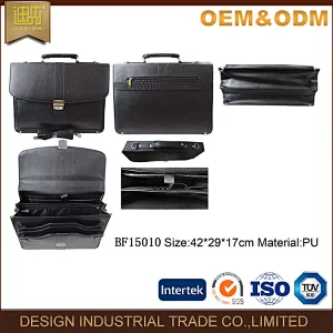 New Year fine quality a4 leather business briefcase with handle and laptop compartment
