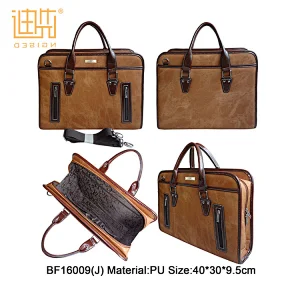 OEM Custom Bag Latch With Handle Men Brown PU Leather Briefcase