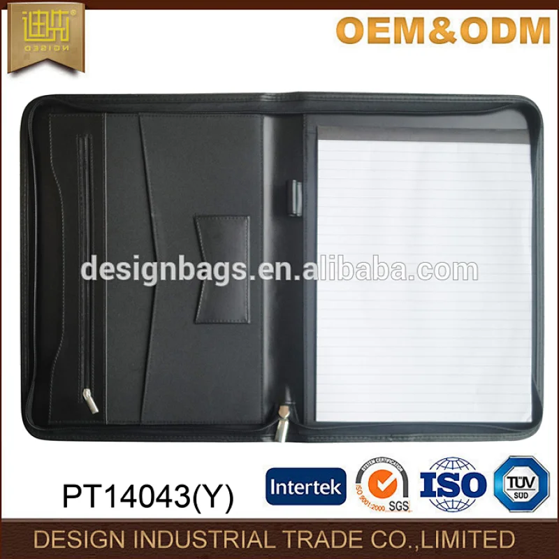 Unique desige paper file a4 pu leather art portfolio case folder