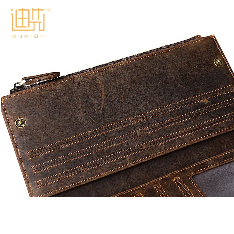 High quality retro slim long clutch leather wallet for man