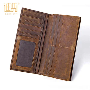 Fashion built-in zipper genuine leather long wallet for wholesale customization