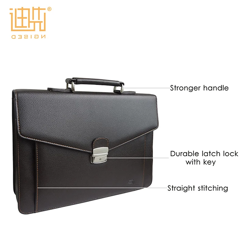 Custom brand logo men pu leather black lawyer bag briefcase