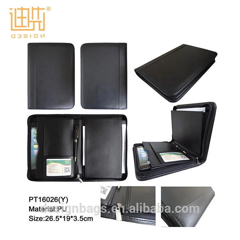 New arrival a5 paper pu leather padfolio folder bag for women