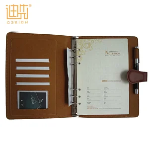 Brown Business style Pu Leather Ring Binder Notebook Diary Book