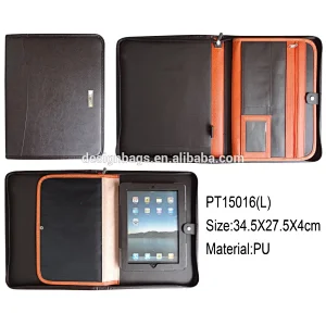 Multifunction travel pu document holder folder bag with tablet case