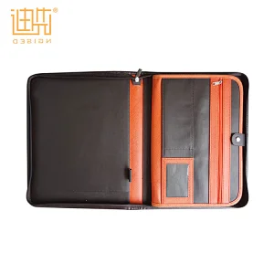 Hot selling black business pu leather notepad portfolio folders card