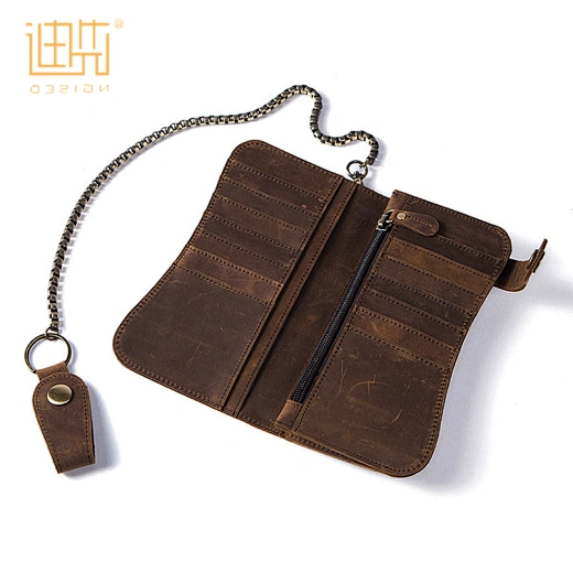 built-in zipper leather wallet