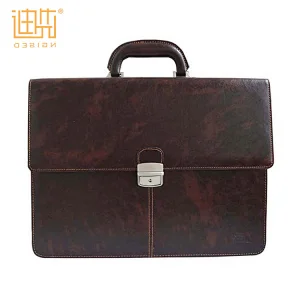 Men's Brown Laptop Bag PU Leather Fashion Design Document Briefcase