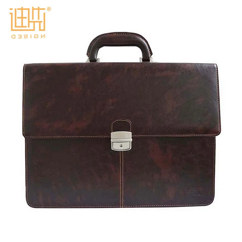 Men's Brown Laptop Bag PU Leather Fashion Design Document Briefcase