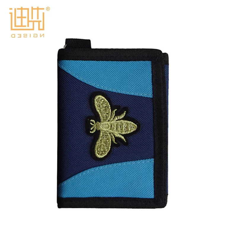 New style fabric embroidery logo colorful man fashion wallet