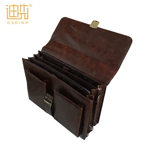 fashion new design high quality brown PU leather men briefcase with secret compartment