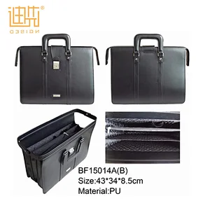 China supplier metal laptop Pu used leather briefcase black mens
