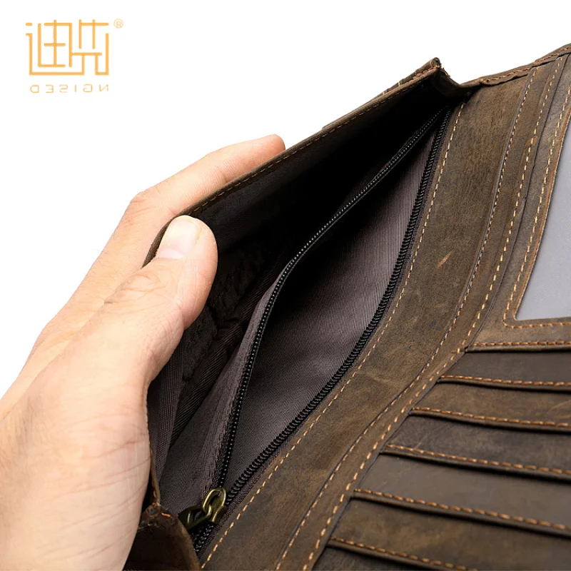 Hot sale customization coffee thin slim built-in zipper wallet