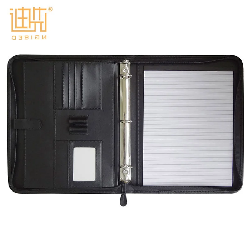 Custom office conference zipper presentation PU leather file folders